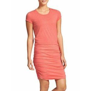 ATHLETA Topanga Tee Ruched Shirred Coral Dress